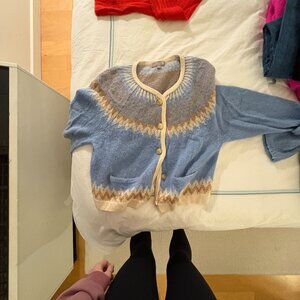 JCrew Blue Alpaca Cardigan